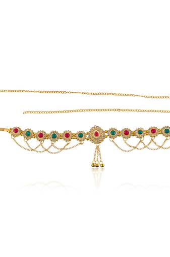 Brass gold plated imitation diamond waistbelt traditional kamarbandh for women ethnic jewellery