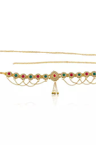 Brass gold plated imitation diamond waistbelt traditional kamarbandh for women ethnic jewellery