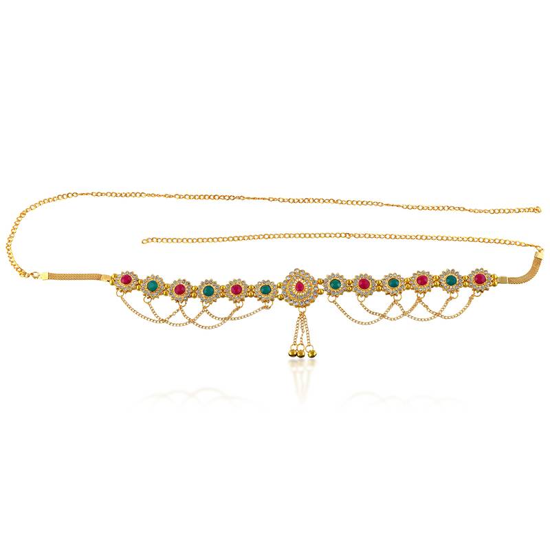 Brass gold plated imitation diamond waistbelt traditional kamarbandh for women ethnic jewellery
