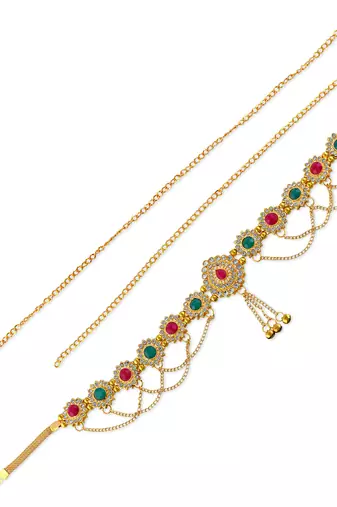 Brass gold plated imitation diamond waistbelt traditional kamarbandh for women ethnic jewellery