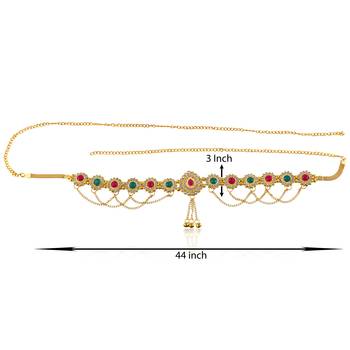Brass gold plated imitation diamond waistbelt traditional kamarbandh for women ethnic jewellery 3