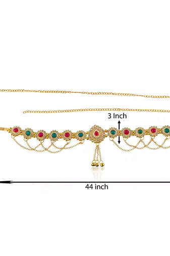 Brass gold plated imitation diamond waistbelt traditional kamarbandh for women ethnic jewellery