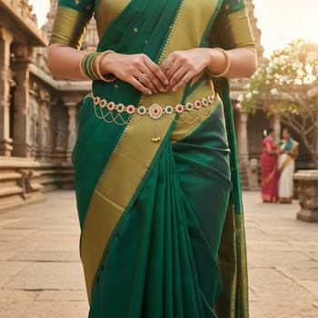 Brass gold plated imitation diamond waistbelt traditional kamarbandh for women ethnic jewellery 4