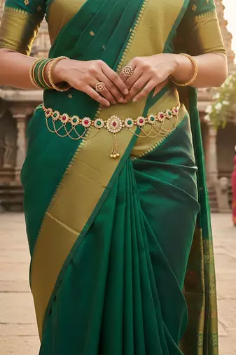Brass gold plated imitation diamond waistbelt traditional kamarbandh for women ethnic jewellery