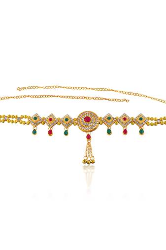 Brass gold imitation diamond ethnic waistbelt tradtional kamarbandh wedding bridal jewellery for women