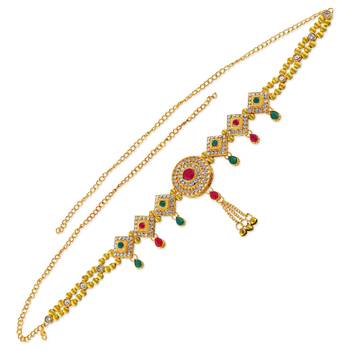 Brass gold imitation diamond ethnic waistbelt tradtional kamarbandh wedding bridal jewellery for women 2
