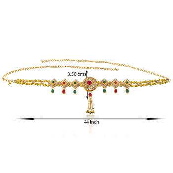 Brass gold imitation diamond ethnic waistbelt tradtional kamarbandh wedding bridal jewellery for women 3