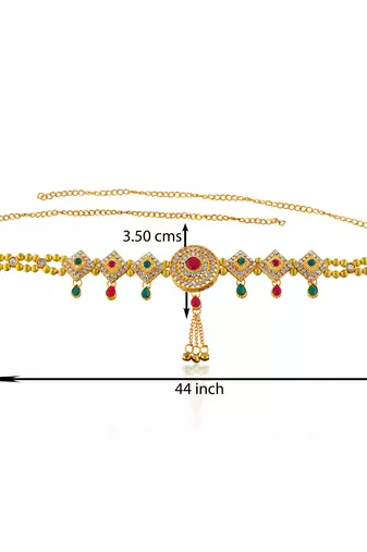 Brass gold imitation diamond ethnic waistbelt tradtional kamarbandh wedding bridal jewellery for women
