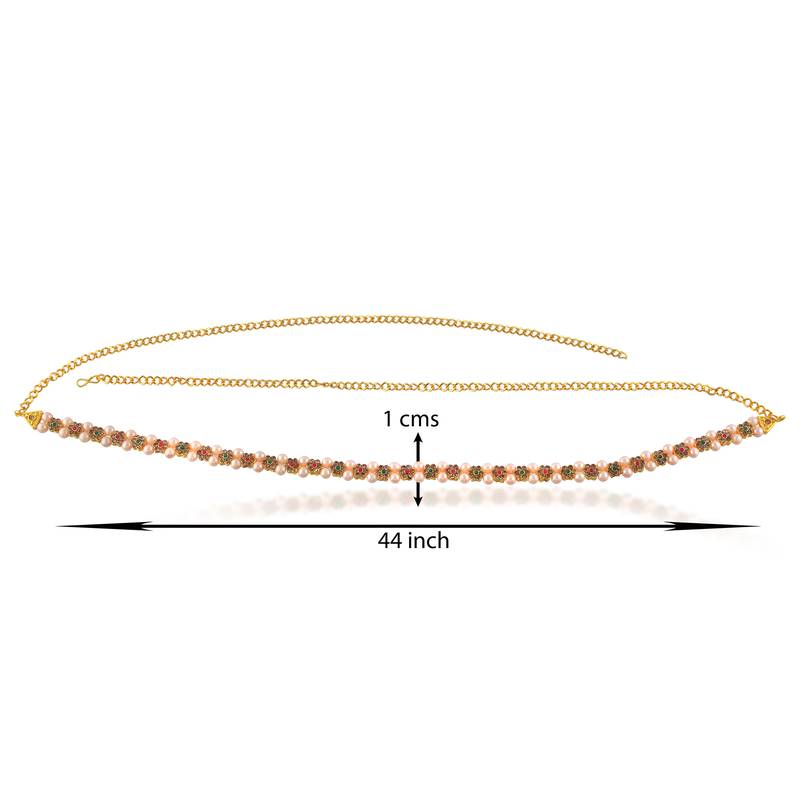 Brass gold pearl kundan traditional waistband ethnic kamarbandh for women wedding bridal jewellery