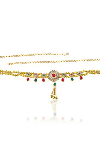Brass gold imitation diamond ethnic waistbelt tradtional kamarbandh wedding bridal jewellery for women