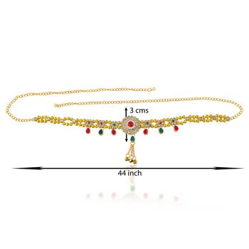Brass gold imitation diamond ethnic waistbelt tradtional kamarbandh wedding bridal jewellery for women 3