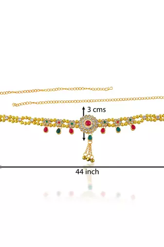 Brass gold imitation diamond ethnic waistbelt tradtional kamarbandh wedding bridal jewellery for women