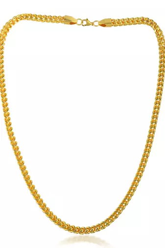 Brass micron gold thick heavy square design necklace for men women