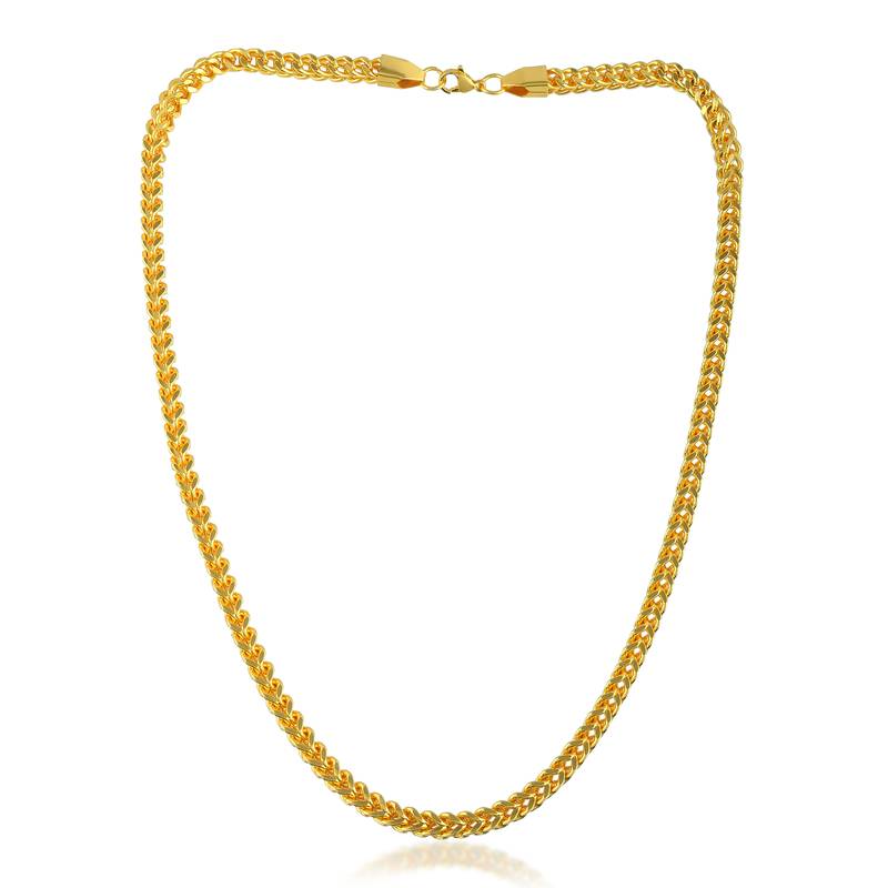 Brass micron gold thick heavy square design necklace for men women
