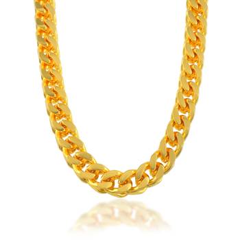 Brass micron gold thick heavy square design necklace for men women 4