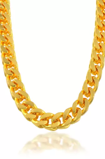 Brass micron gold thick heavy square design necklace for men women