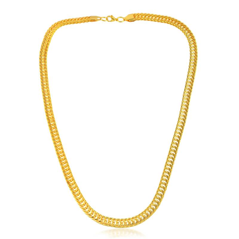 Brass micron gold flat and broad fashion necklace chain for men