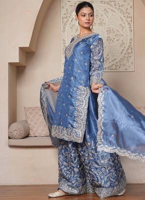 Frost Blue Floral Vine Set 2