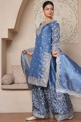 Frost Blue Floral Vine Set