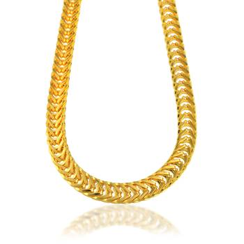 Brass micron gold flat and broad fashion necklace chain for men 2