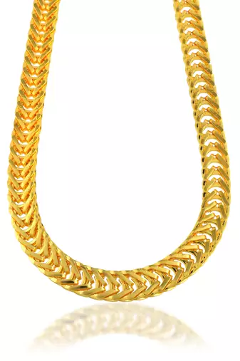 Brass micron gold flat and broad fashion necklace chain for men