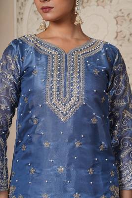 Frost Blue Floral Vine Set 4
