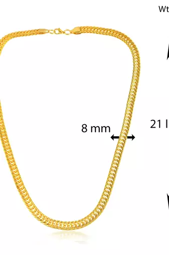 Brass micron gold flat and broad fashion necklace chain for men