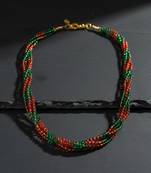 Natural ruby emerald bead necklace for women