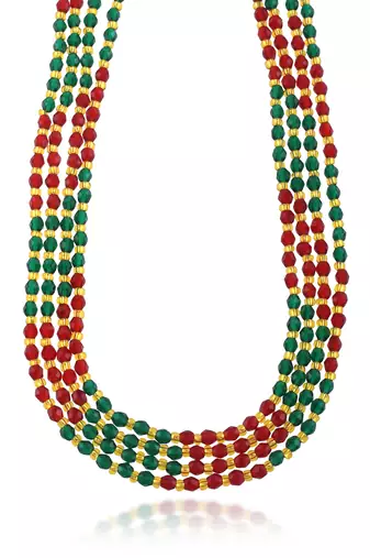 Natural ruby emerald bead necklace for women
