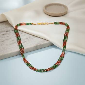 Natural ruby emerald bead necklace for women 3