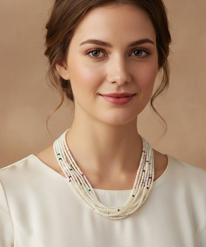 Natural pearl bead  necklace for women