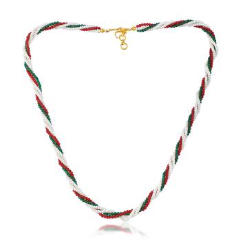 Natural pearl ruby emerald beaded necklace for women 1
