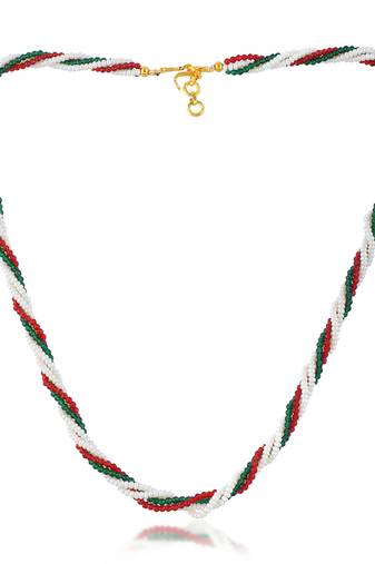 Natural pearl ruby emerald beaded necklace for women