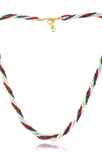 Natural pearl ruby emerald beaded necklace for women