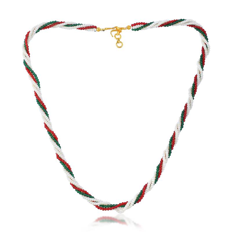 Natural pearl ruby emerald beaded necklace for women