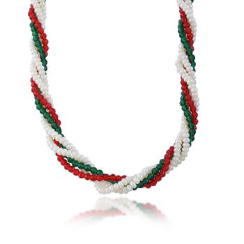 Natural pearl ruby emerald beaded necklace for women 2