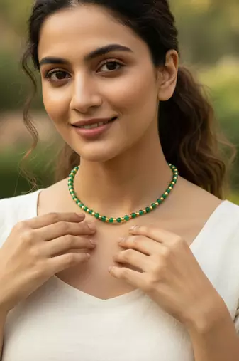 Created emerald necklace for women