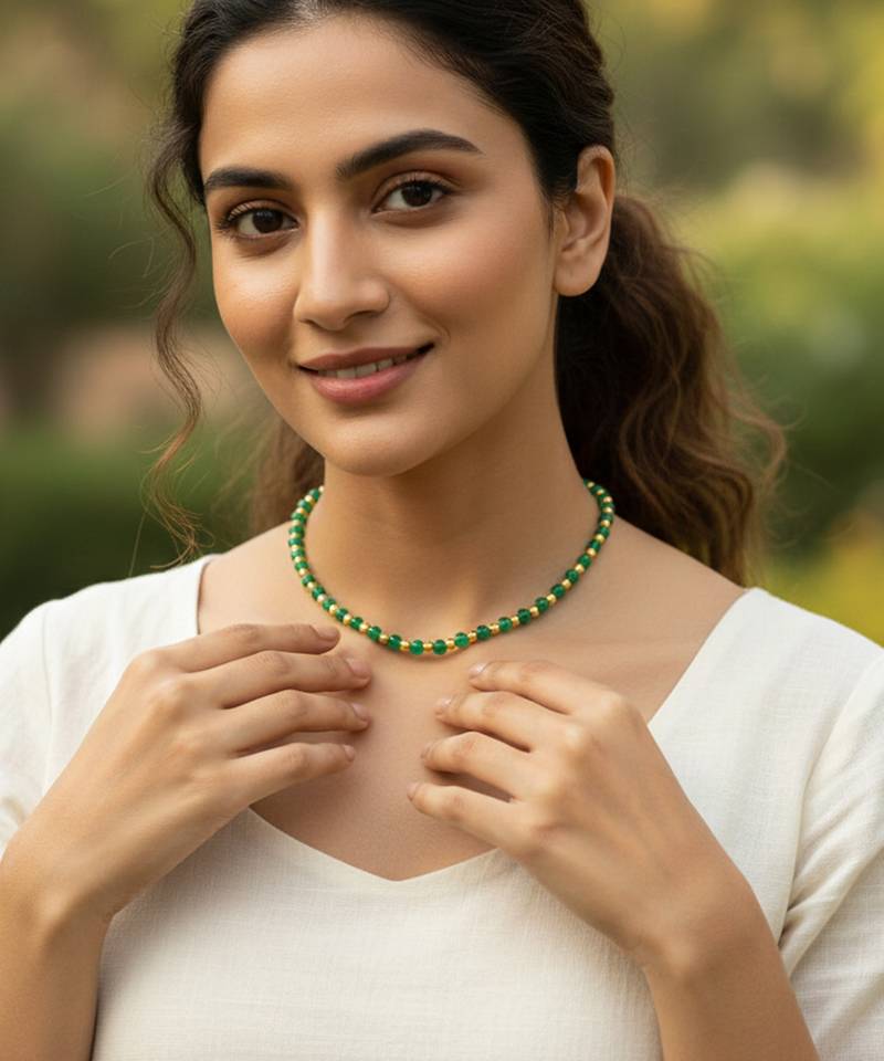 Created emerald necklace for women