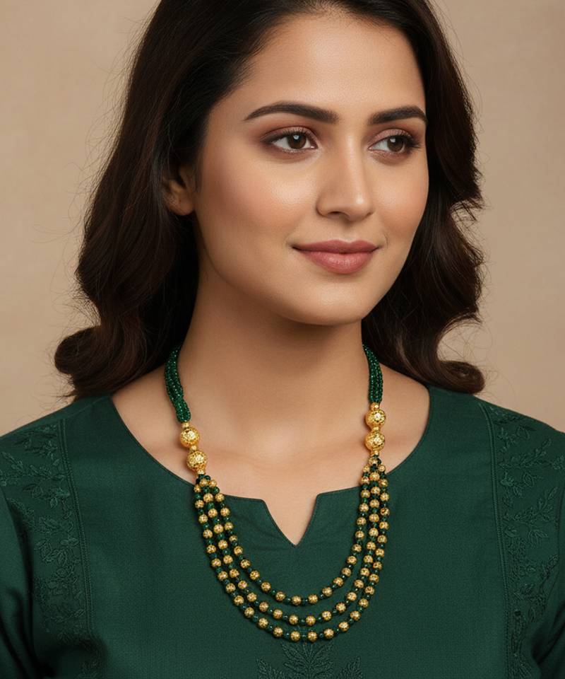 Created emerald necklace for women