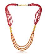 Created ruby brass goldplated beads multistrand necklace for women