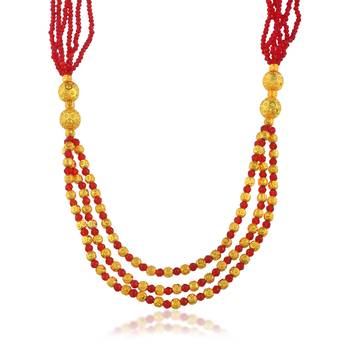 Created ruby brass goldplated beads multistrand necklace for women 2