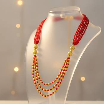 Created ruby brass goldplated beads multistrand necklace for women 3