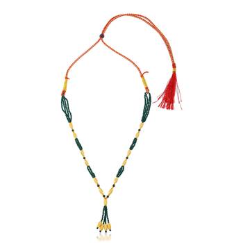 Natural emerald brass gold bead necklace for women 1
