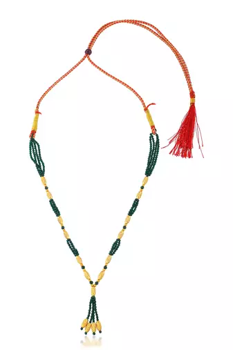 Natural emerald brass gold bead necklace for women