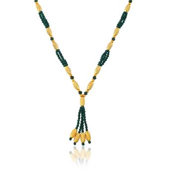 Natural emerald brass gold bead necklace for women 2