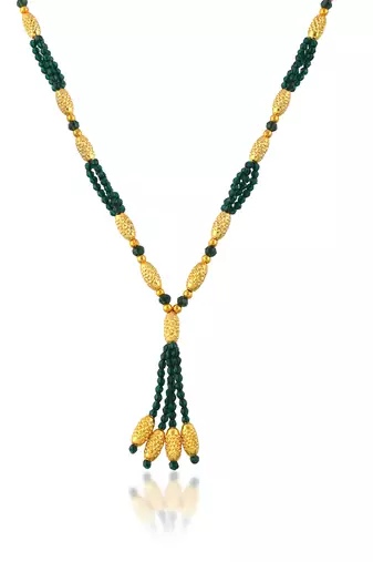 Natural emerald brass gold bead necklace for women