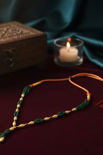Natural emerald brass gold bead necklace for women