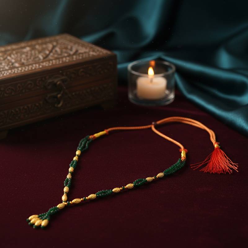 Natural emerald brass gold bead necklace for women
