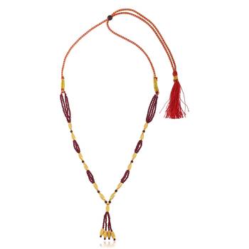 Brass gold beads natural ruby necklace for women adjustable size 1