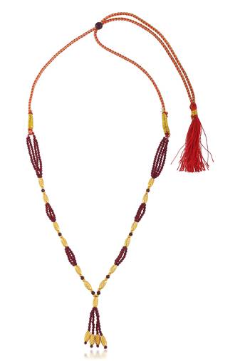 Brass gold beads natural ruby necklace for women adjustable size